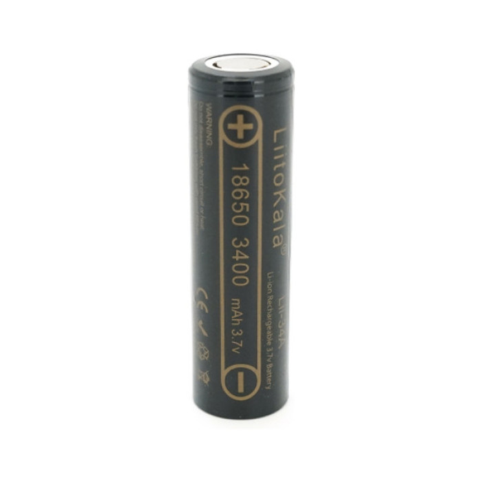 Акумулятор 18650 3400mah (3250-3350mah), 3.7V(2.75-4.2V), Black Liitokala (Lii-34A)