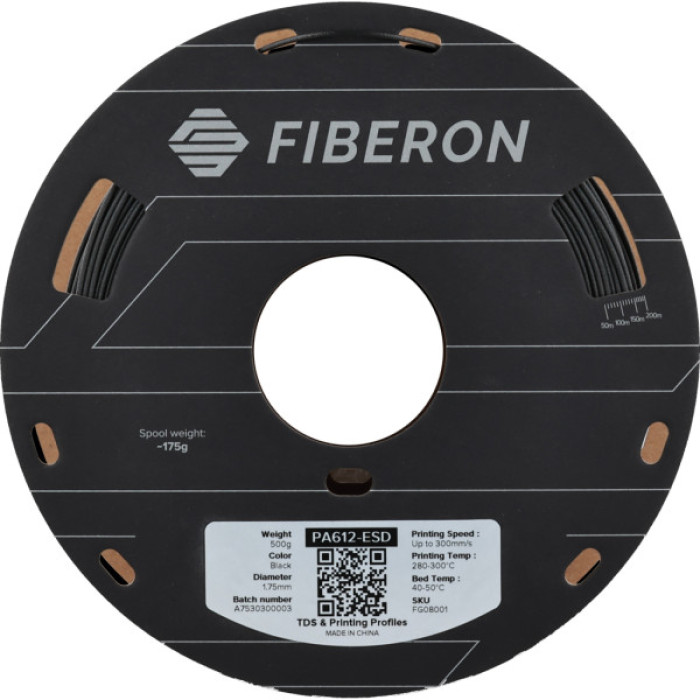 Пластик для 3D-принтера Polymaker Fiberon PA612-ESD 1,75mm 0,5kg BLACK (FG08001)