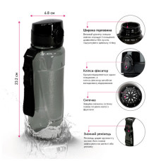 Пляшка для води Line Art Lens 600 мл чорний (60014418LA-01)