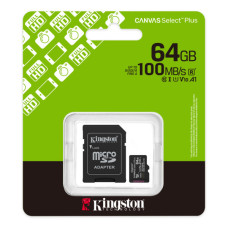 Карта пам'яті Kingston 64GB microSDXC class 10 UHS-I V10 A1 Canvas Select Plus (SDCS3/64GB)