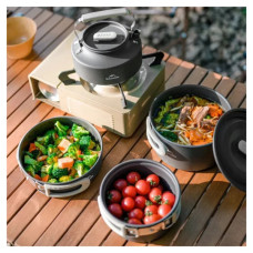 Набір туристичного посуду Naturehike CNK2450CF010, алюміній 2 каструлі, чайник, сковорідка (6976507663281)