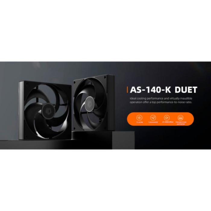 Кулер до корпусу ID-Cooling Вентилятор ID-Cooling AS-140-K Duet Black (AS-140-K DUET)