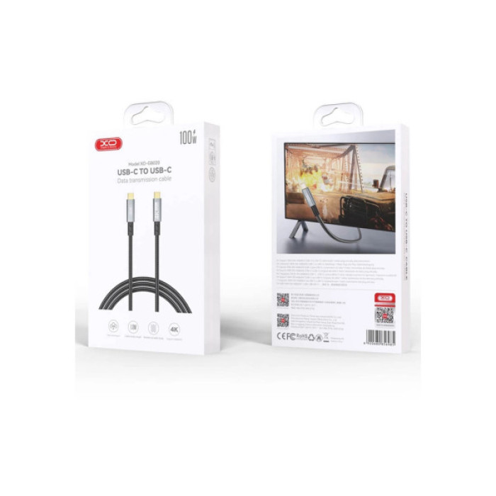 Дата кабель USB-C to USB-C 1.0m 100W PD black XO (GB020-CC.tranish)