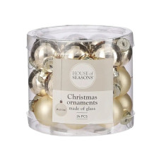 Ялинкова іграшка House Of Seasons Скляні кульки 24 шт D2.5 см Шампань (8718861800029)