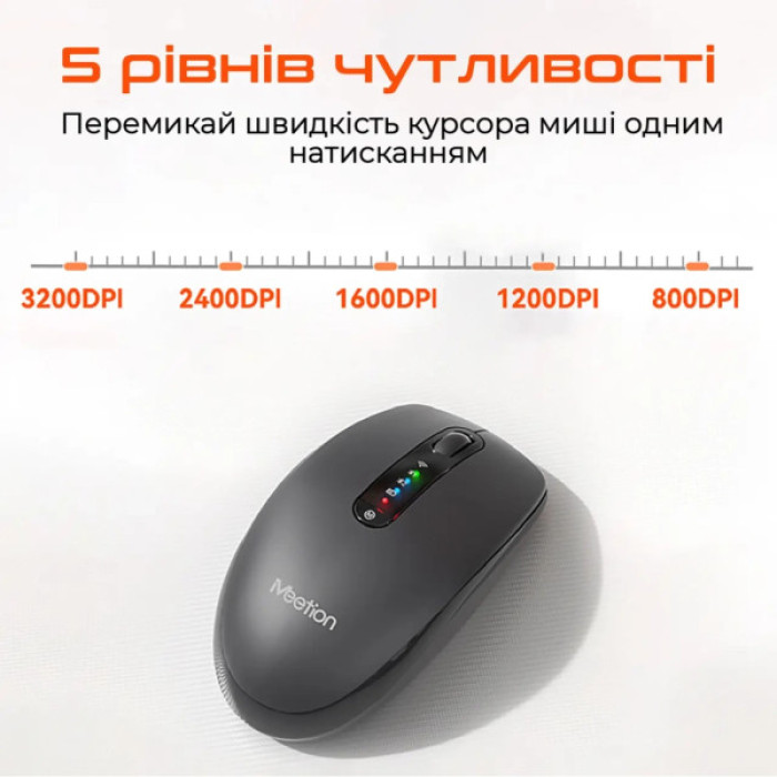 Мишка Meetion BTM100R Wireless/Bluetooth Black (MT-BTM100R-A)