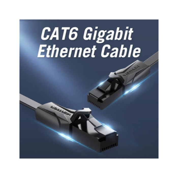 Патч-корд 0.5м, UTP cat 6 RJ-45 black Vention (IBJBD)