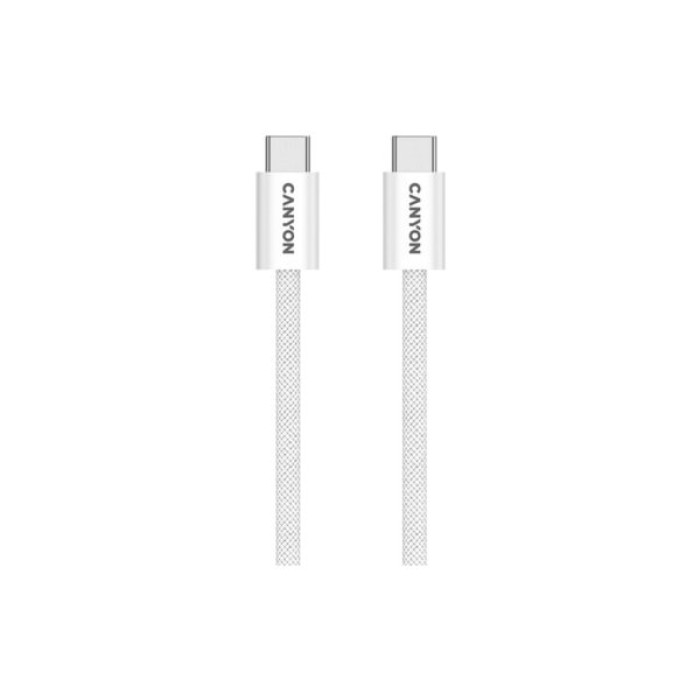 Дата кабель USB-C to USB-C 1.0m 60W Magnet Braided White Canyon (CND-CCMG60AB15W)