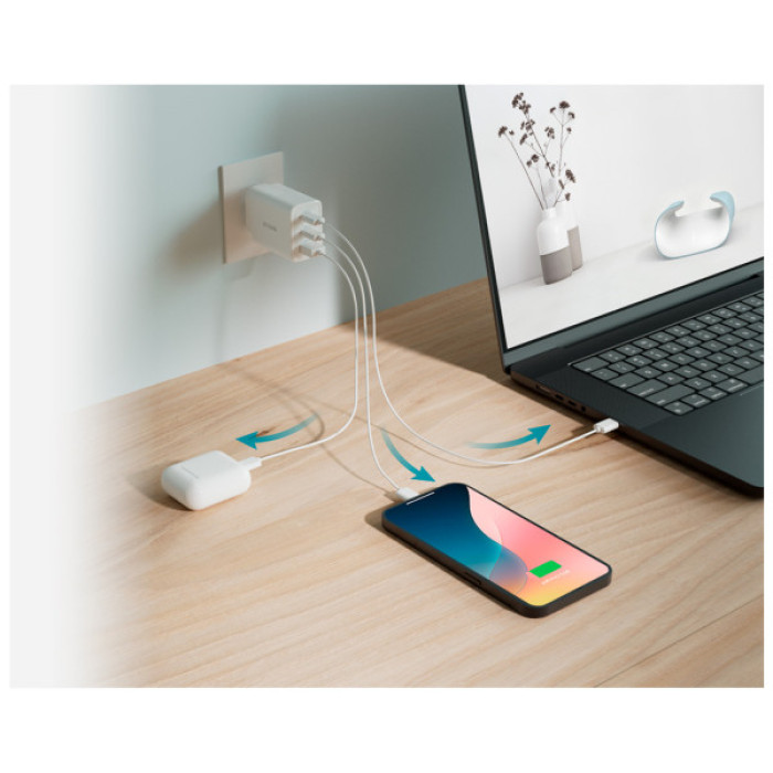 Зарядний пристрій D-Link 2xUSB-C + 1xUSB-A 65W GaN white (DCP-651)