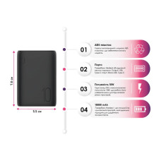 Батарея універсальна TheGeneral 10000mah Hardeol, QC/3.0/18W (40012419-01)