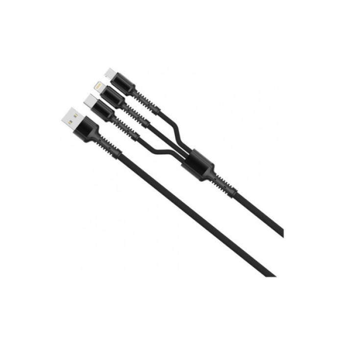 Дата кабель USB 2.0 AM to Lightning + Micro 5P + USB-C 4.0A (20W) ColorWay (CW-CBU3003-GR)