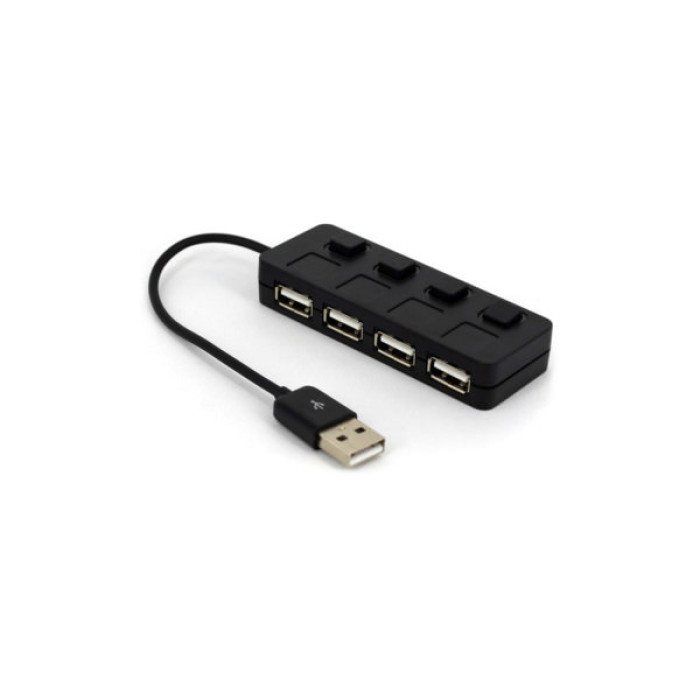 Концентратор Voltronic USB 2.0 to 4xUSB with LED buttons black (YT-H4L-B)