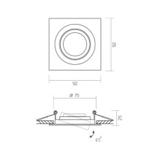 Світильник точковий Videx під лампу GU10 врізний Квадрат Білий (VL-SPF08S-W)