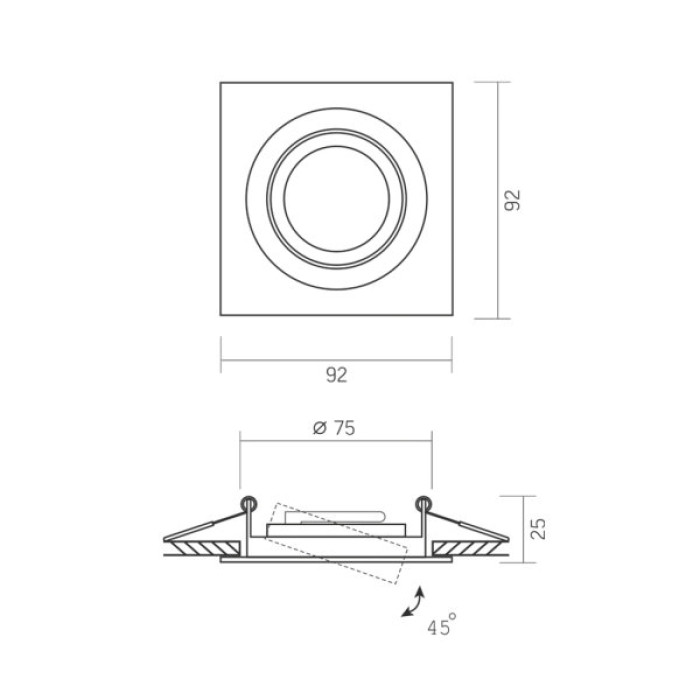 Світильник точковий Videx під лампу GU10 врізний Квадрат Білий (VL-SPF08S-W)