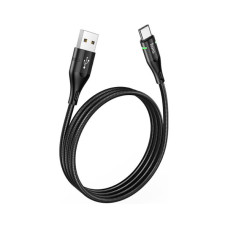 Дата кабель USB 2.0 AM to USB-C 1.2m 3A nylon aluminum with light indicator U93 black HOCO (6931474732170)