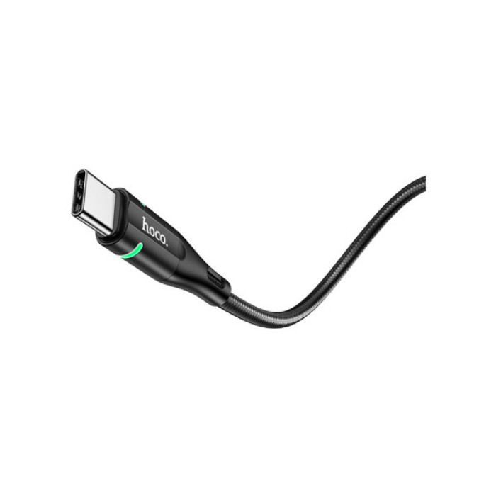 Дата кабель USB 2.0 AM to USB-C 1.2m 3A nylon aluminum with light indicator U93 black HOCO (6931474732170)