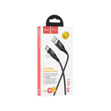 Дата кабель USB 2.0 AM to USB-C 1.2m 3A nylon aluminum with light indicator U93 black HOCO (6931474732170)