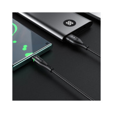 Дата кабель USB 2.0 AM to USB-C 1.2m 3A nylon aluminum with light indicator U93 black HOCO (6931474732170)