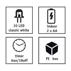 Гірлянда Luca Lighting Ялинка, струна, 1,3 м, класична біла, 10 LED 2AA, таймер (8720967822867)