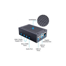 Корпус для Мікро ПК Pi HUT Raspberry Pi 4 aluminum black (102501)