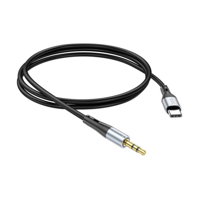 Кабель мультимедійний USB-C to 3.5mm M 1.0m silicone black HOCO (6931474769497)