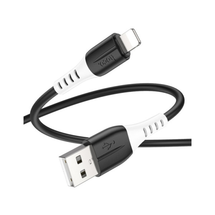 Дата кабель USB 2.0 AM to Lightning 1.0m 2.4A silicone X82 black HOCO (6931474768537)