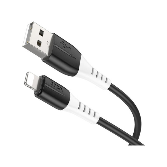 Дата кабель USB 2.0 AM to Lightning 1.0m 2.4A silicone X82 black HOCO (6931474768537)