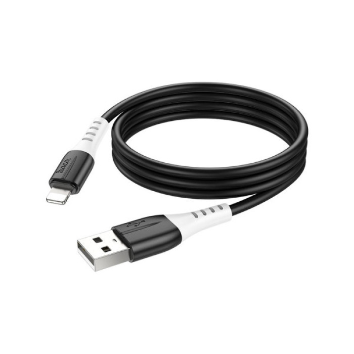 Дата кабель USB 2.0 AM to Lightning 1.0m 2.4A silicone X82 black HOCO (6931474768537)