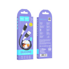 Дата кабель USB 2.0 AM to Lightning 1.0m 2.4A silicone X82 black HOCO (6931474768537)