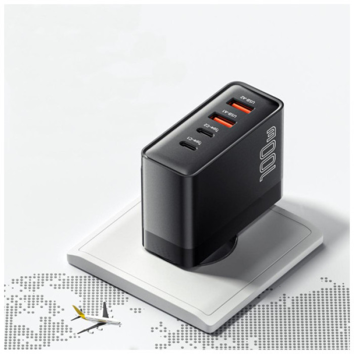 Зарядний пристрій 2xUSB-C + 2xUSB 100W Essager (ECT2CA-QYB01-Z)