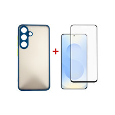Чохол до мобільного телефона Dengos Kit Samsung Galaxy S25 Matte + glass (Blue) (DG-KM-142)