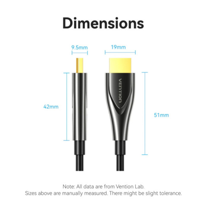 Кабель мультимедійний HDMI M to HDMI M 35.0m 4K60Hz fiber optic black Vention (ALSBU)