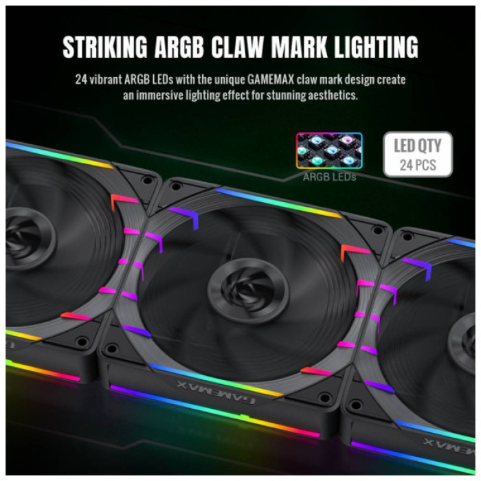 Кулер до корпусу Gamemax Tornado T12 ARGB
