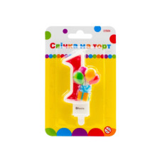 Свічка Maxi двостороння "1" із зображенням надувних кульок висотою 7,62 см (MX622069-1)