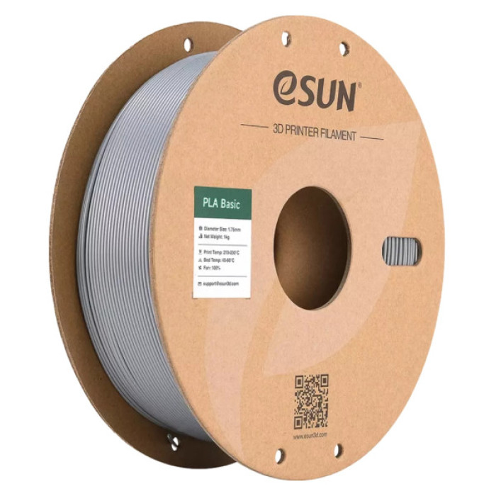 Пластик для 3D-принтера eSUN PLA BASIC 1,75mm SILVER 1kg (PLA-BASIC175S1P1)