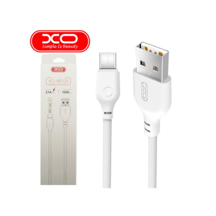 Дата кабель USB 2.0 AM to Micro 5P 1.0m 2.1A white XO (XO-NB-103-MC-1-WH)