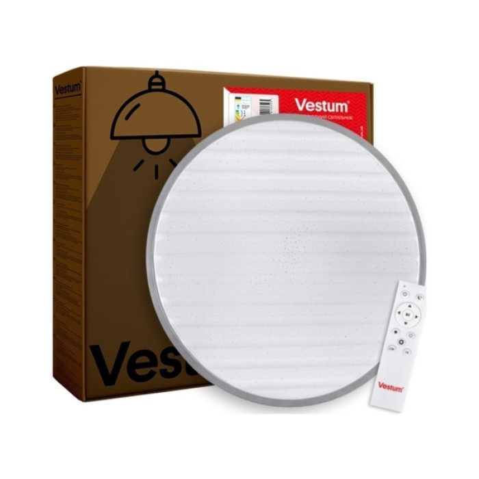 Світильник Vestum GRILL зоряне небо 72W 3000К- 6500К 5600Lm з пультом срібний (VS-81023)