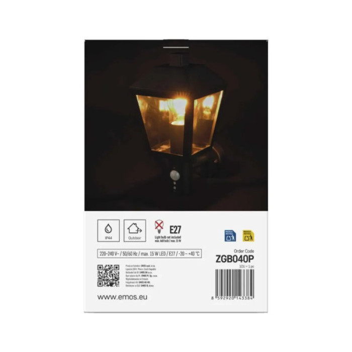 Світильник EMOS E27 15 Вт IP44 (ZGB040P)