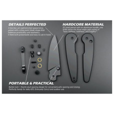 Ніж Hightron Birdidi, D2, алюміній, чорний, чорний клинок (HK06BLK)