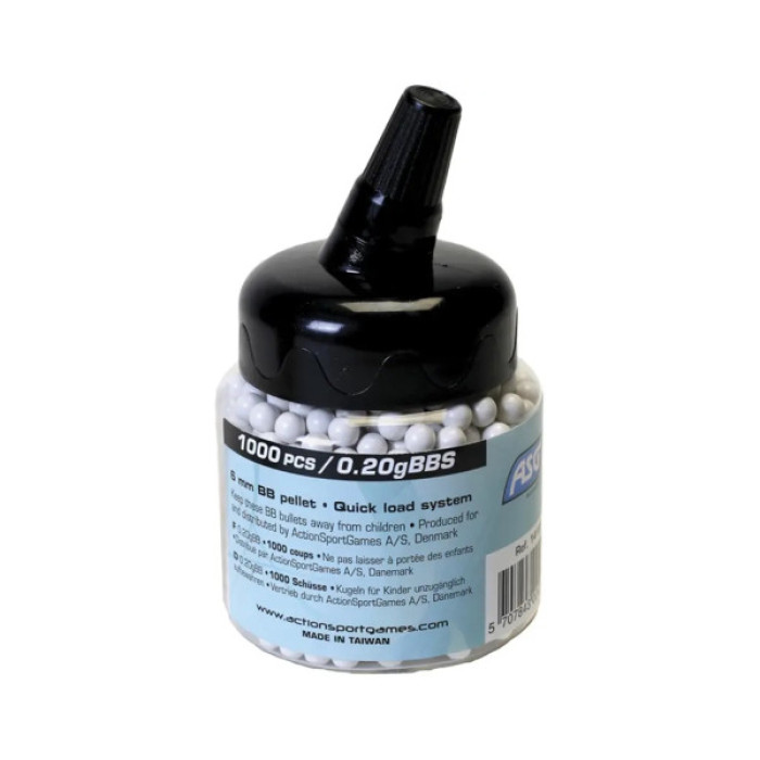 Страйкбольні кульки ASG Standard White 6мм 0,2г 1000шт (14185)