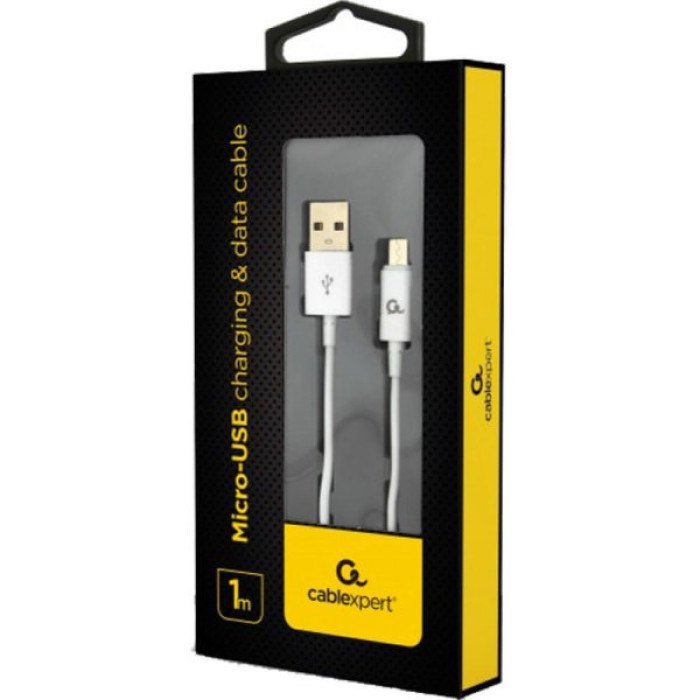 Дата кабель USB 2.0 AM to Micro 5P 1.0m Cablexpert (CC-USB2P-AMmBM-1M-W)