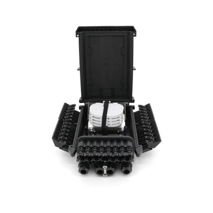 Муфта оптична Merlion 4 вводи, до 4-х касет, до 96 зварок в два слої, матеріал ABS (ML-OP-F203)