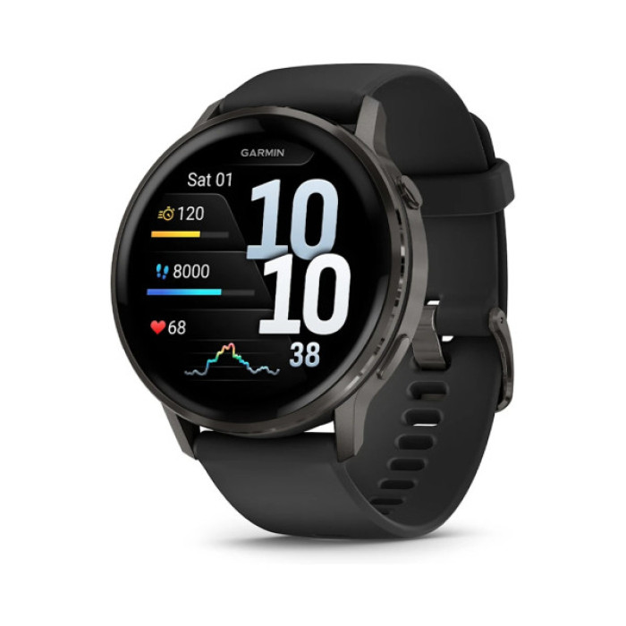 Смарт-годинник Garmin Venu 4 (45mm), Black w/ Slate + Black, GPS смарт-годинник (010-03014-00)