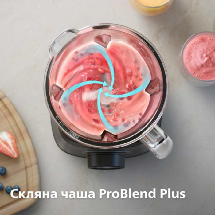 Блендер Philips стаціонарний Series 5000, 1200Вт, чаша-2000мл, скло, склянка в ко (HR3041/00)