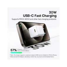 Зарядний пристрій Baseus Palm Fast Charger 1C 30W + Cable 1.0m Type-C 60W white (P10111605213-01)