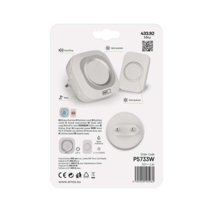 Дверний дзвінок EMOS бездротовий EMOS P5733W (P5733W)
