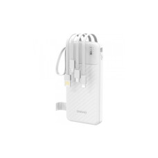 Батарея універсальна Dudao 10000mAh K11 10W, USB-A, USB-C, microUSB, with USB-A/USB-C/Lightning/MicroUSB cables White (6977196681860)