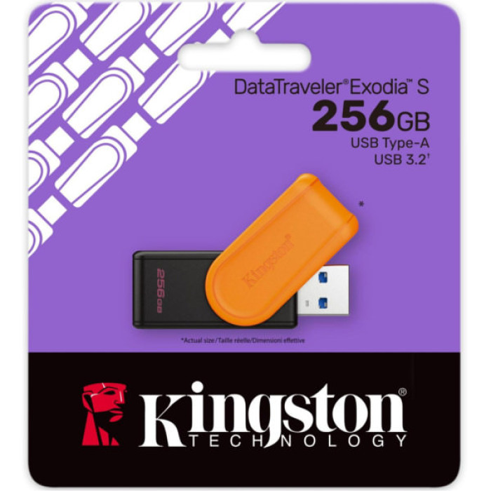 USB флеш накопичувач Kingston 256GB DataTraveler Exodia S Black/Orange USB 3.2 (DTXS/256GB)