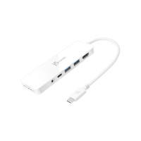 Концентратор J5create USB-C 6-in-1 2xUSB 3.1 + USB-C PD + HDMI + SD/TF + 3.5mm white (JCD373-N)