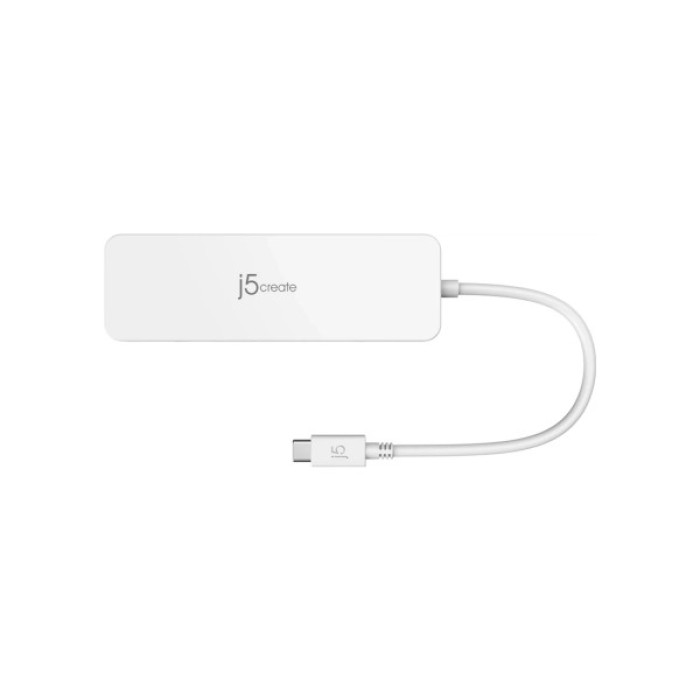 Концентратор J5create USB-C 6-in-1 2xUSB 3.1 + USB-C PD + HDMI + SD/TF + 3.5mm white (JCD373-N)