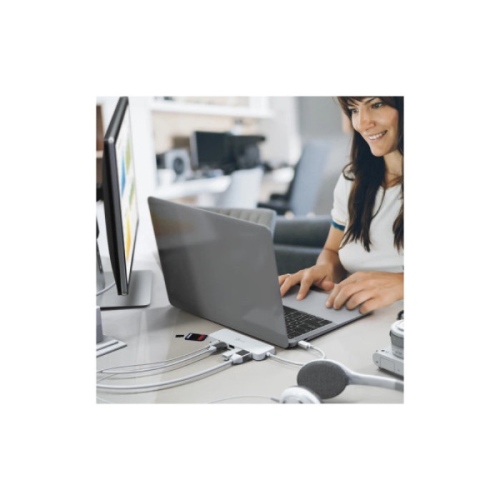 Концентратор J5create USB-C 6-in-1 2xUSB 3.1 + USB-C PD + HDMI + SD/TF + 3.5mm white (JCD373-N)